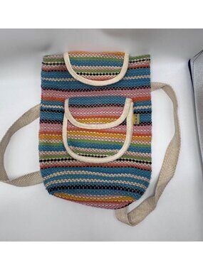 Backpack Handwoven MMM Artesanias Mexico Bag Mayan 13" Shoulder Colorful Striped